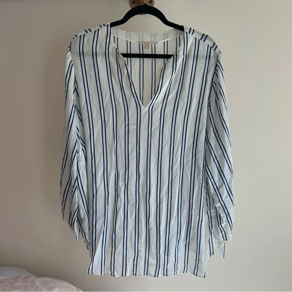 Michael Kors navy and white striped blouse 1X‎